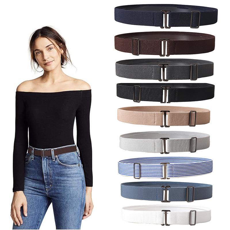 Invisible Belt Buckle Plastic Elastic Belt Women Men Adjustable Belt Fashion