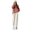 Coffee Corduroy Pants Women's Autumn and Winter New High Waist Fleece Sweatpants Casual Tie Feet Thickened Sweatpants