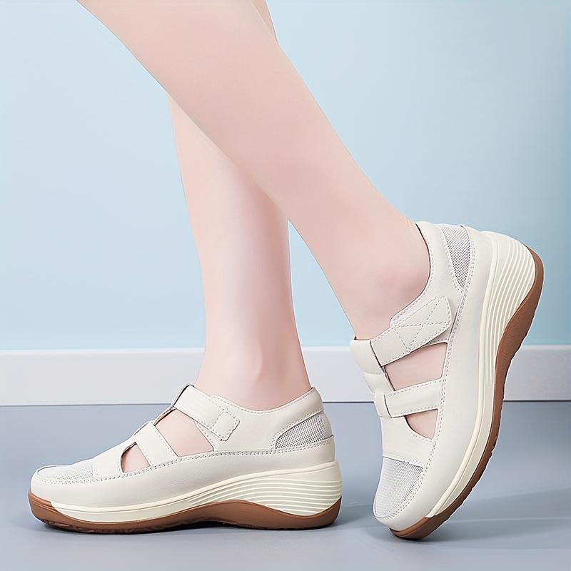 Women's Chunky-Soled Sandals 2025 New Arrival Summer Versatile Velcro-Closure Perforated Shoes Soft-Soled Comfortable Mom Shoes