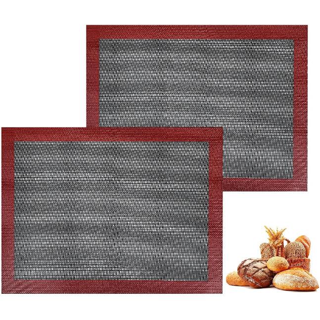 KitchenRaku Perforated Silicone Baking Mat, 15.7"x11.8" Reble Silicone Baking Sheets for Oven, Nonstick Bread Mat for Cookies, Macarons, Bread and