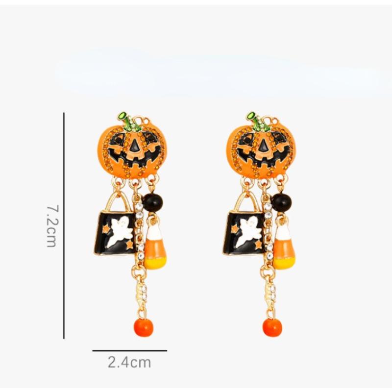 Cercei populari, exagerați, creativi, cu strasuri, dovleac, pentru femei, cercei vintage cu personalitate de Halloween, bijuterii de petrecere