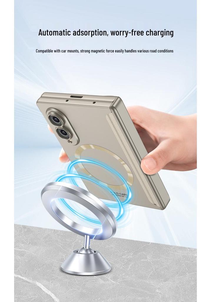 Samsung Z Fold8 Magnetic Phone Case with Full Coverage, Wireless Charging, Ring, Film Hinge, Anti-fall Protection