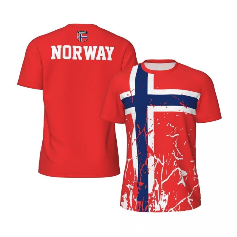 Norway Graphic Men's T-shirt Fashion Sports Loose Short Sleeve Summer New Design 3D Printed Fitness Tees Football T Shirts