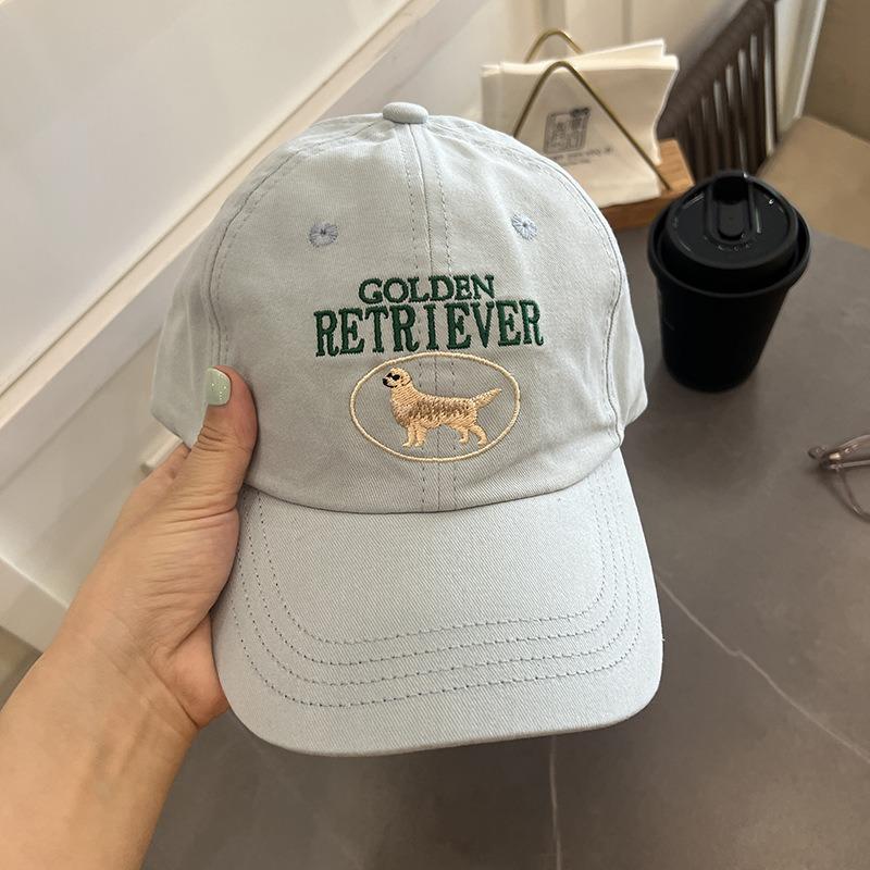 New Cute Golden Retriever Embroidered Letter Baseball Cap Female Soft Top Cotton Couple Versatile Cap
