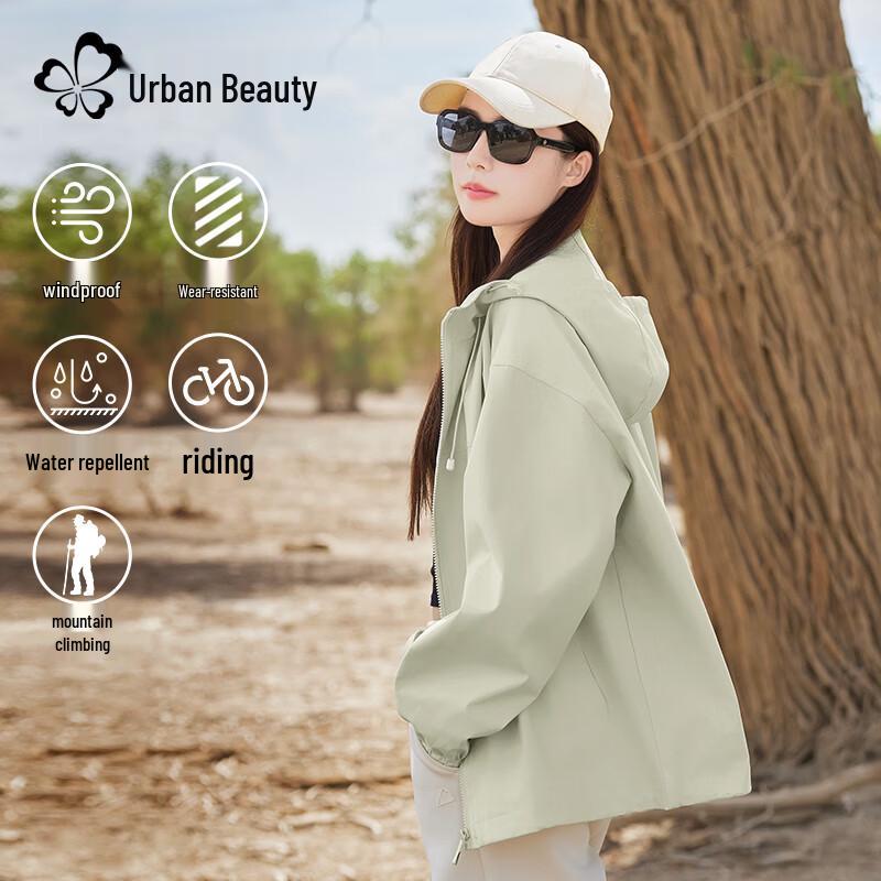 

Women s Hooded Thin Spring Autumn Windbreaker Jacket L