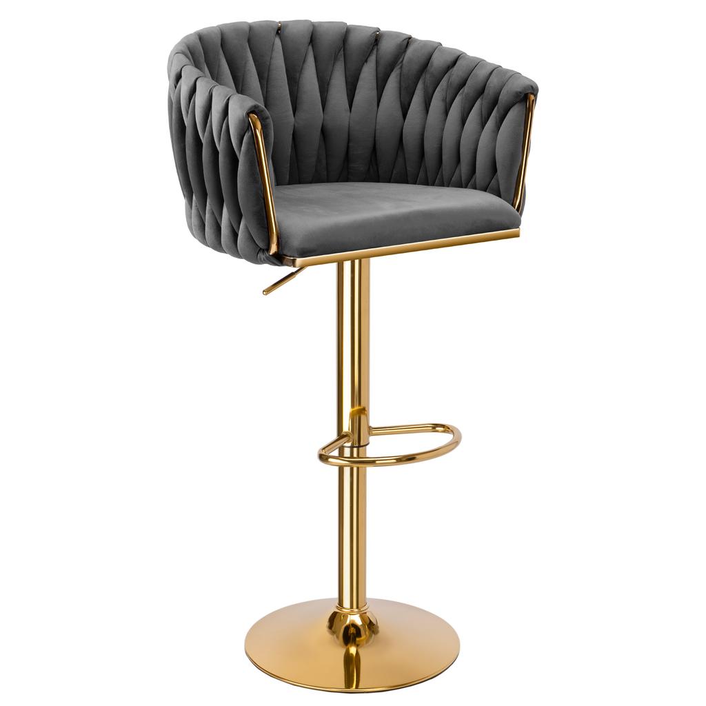 Cofton Gold Graphite Velvet Bar Stool