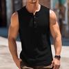 Men's Casual Tank Top Sleeveless Muscle Gym Workout Loose Fit Henley Shirt Casual Basic Summer Beach Tops