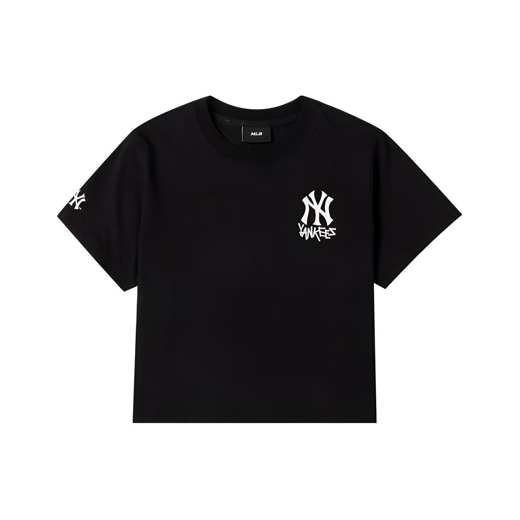 MLB New York Yankees Letter Print Crew Neck Breathable Sports Short Sleeve T-Shirt Women Tops Black 3FTSB1743-50BKS
