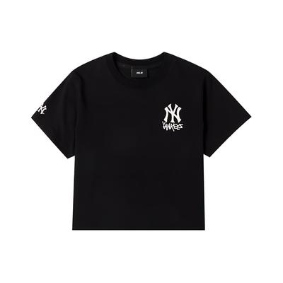 MLB New York Yankees Letter Print Crew Neck Breathable Sports Short Sleeve T-Shirt Women Tops Black 3FTSB1743-50BKS