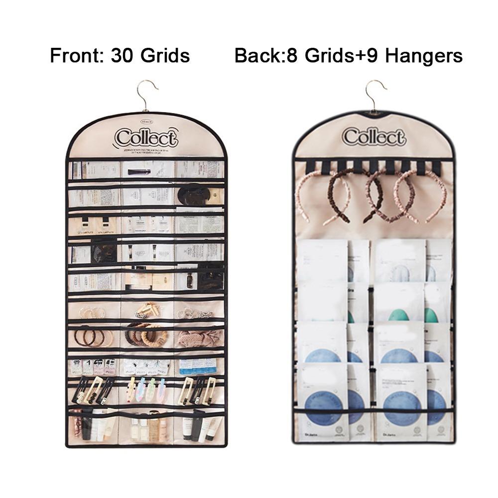 

Transparent Earring Ring Holder 47 Pockets Hairband Organizer Hanging Jewelry Organizer Women бежевый