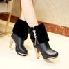 Päls Damstövlar Dam Tjocka med hög klack Päls Strass Damstövlar Snöskor Dam Höga klackar