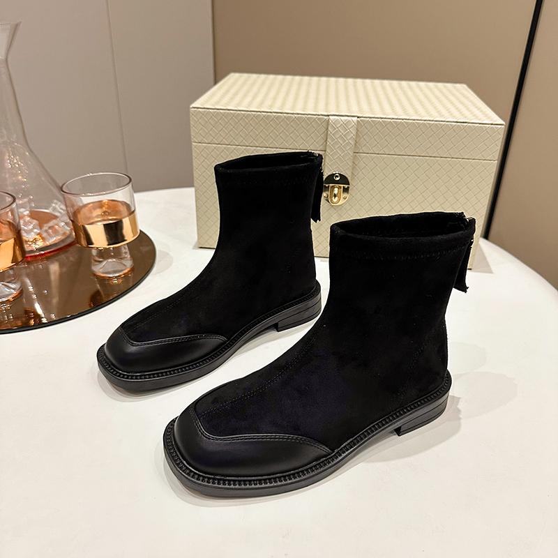 Fashion Short Shoes for Woman Black Women's Ankle Boots Sock Footwear Combat Booties Very High Heels Suede Punk Style Heeled Autumn Boot