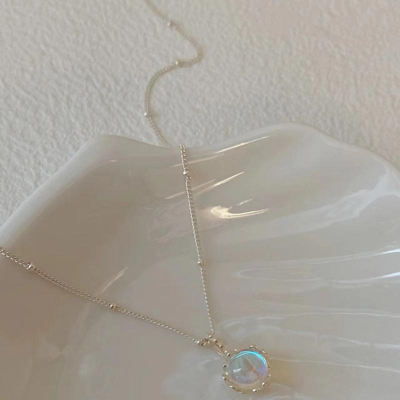 VENTFILLE 925 Sterling Silver Green Crystal Necklace for Women Girl Temperament Banquet Water Drop Jewelry Gift Dropshipping