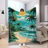 Tropical Beach Print Microfiber Flannel Cover Blanket Bedroom Living Room Sofa Soft And Comfortable Home Decoration