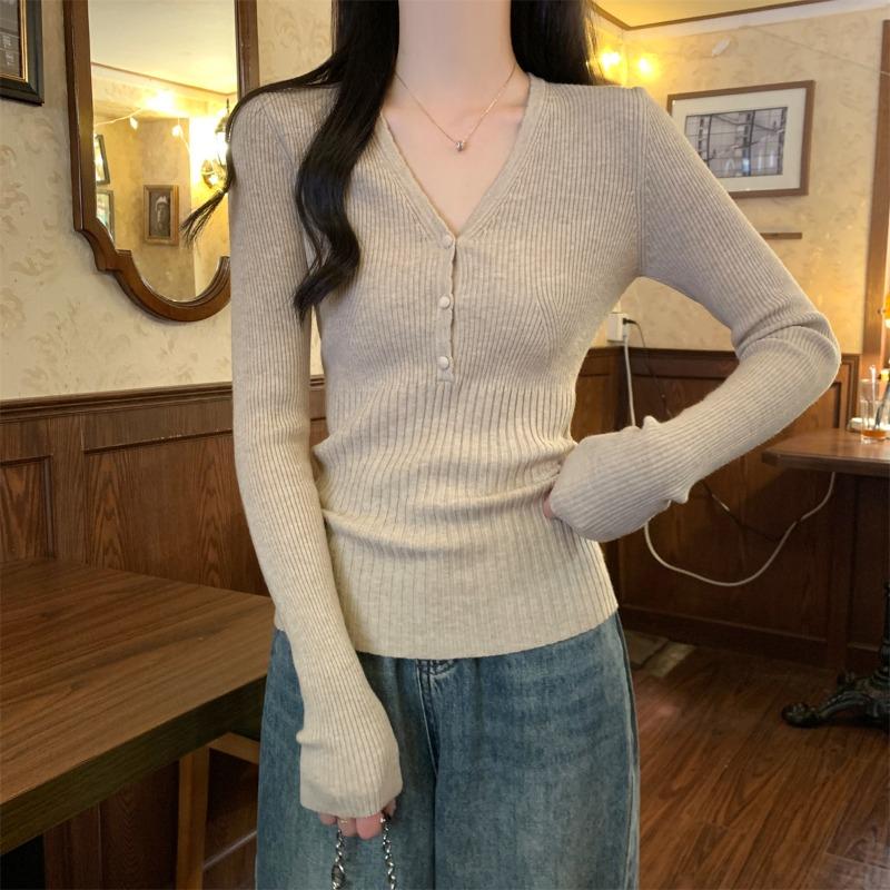 

Design sense button-neck knitted sweater women s inner autumn pit strip base jacket sweater slim slim look average size [recommended 80-60kg] верблюд