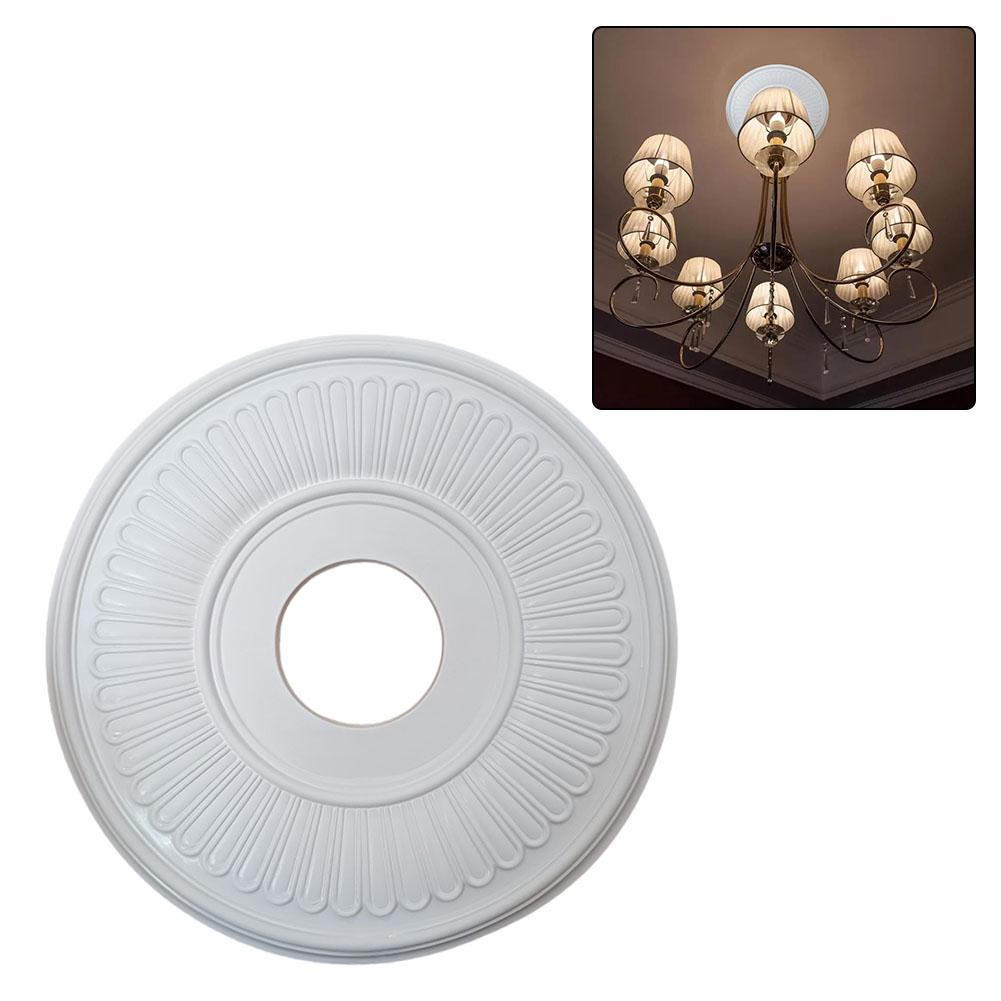 Home Round Medallion PU Decorative Ceiling Fan Light Fixtures Covers Plate Home Improvement Building Hardware
