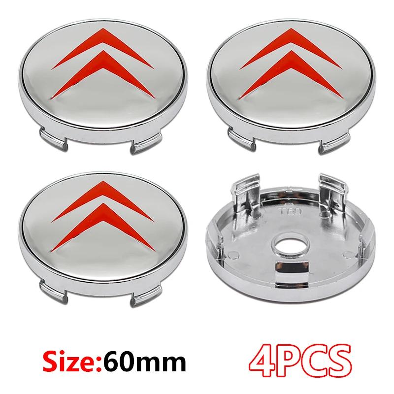 4 pezzi 3D 56mm 60mm Coprimozzo Centrale per Ruota Auto Copribadge Adesivo Per Citroen C4 Picasso Xsara C5 Aircross Cactus C1 C2 C3 C6 C8