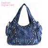 Mode Damväska Denim Handväskor Dam Jeans Axelväskor Vävdesign Dam Tote Bag Messenger Bag