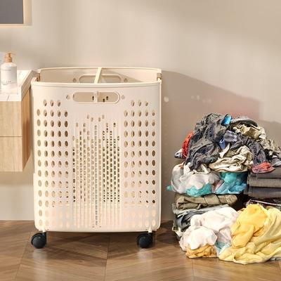 1 Piece, Available In Two Sizes, Bathroom Laundry Basket Without Divider, Sliding Type, Large Capacity, Foldable, with Wheels, No Partition