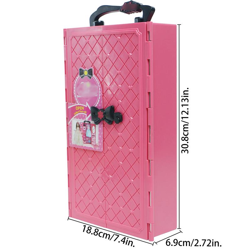 Dollhouse Furniture Doll Wardrobe Plastic Portable Closet Can Collect Doll Clothes Plus Accessories DIY Birth Date Xmas Present