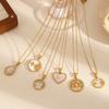 Stainless Steel Heart Shaped Pendant Necklace With Six Pointed Star And Water Drop Design For Fashion Women