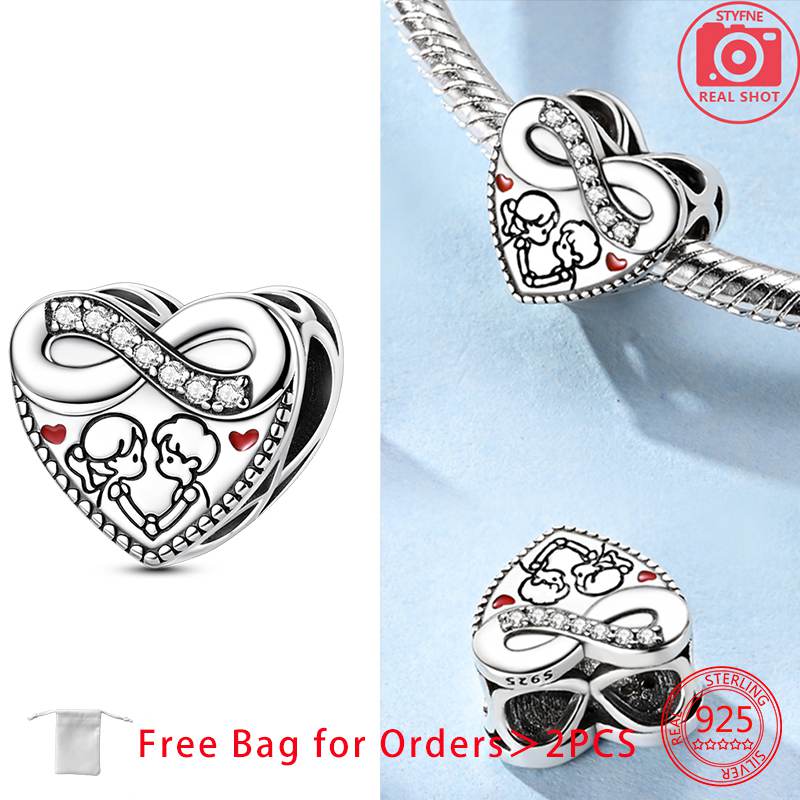 Authentic Charm Bead Charms Copper Love You Heart Pendant Bead Charms Compatible With Bracelets Bead Charms for Women Do It Yourself Jewellery Making