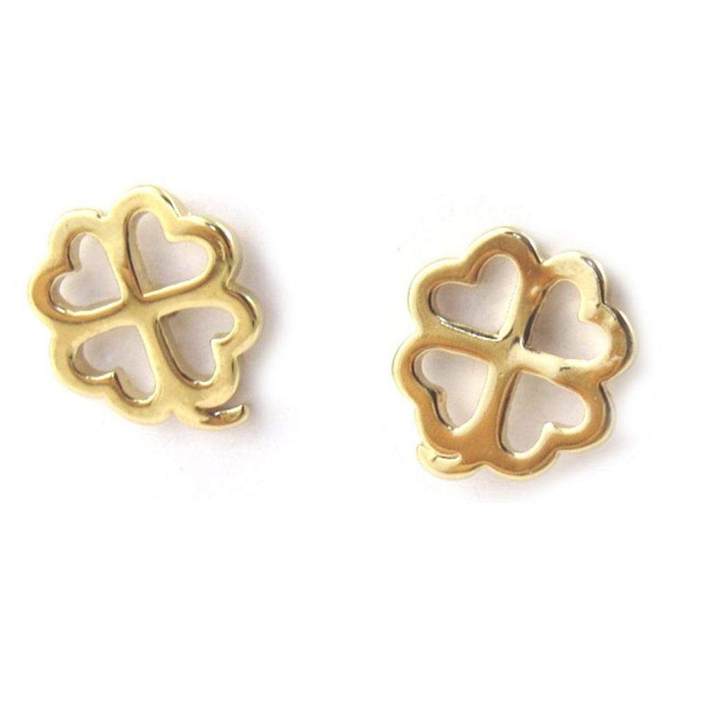 Les Trésors De Lily [M6710] - Gold Plated '4 Leaf Clovers' Earrings