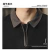 Men's Quarter Zip Contrast Collar Polo Shirt Casual Loose Fit Streetwear Top