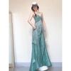 Summer Travel Wear Beautiful and Beautiful Small Set, Seaside Vacation Tencel Suspender Top, Wide-leg Pants Two-piece Set