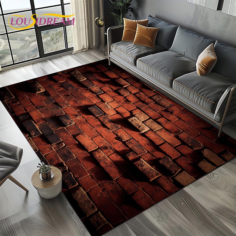 2025 New Style Brick Stone Building Wall Originality Rug Carpet for Living Room Bedroom Home Decor,kid Non-slip for Sofa Doormat