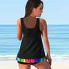 Women's Shoulder Strap Swimsuit with White Dot Print Bikini Short Tank Top Swimsuit