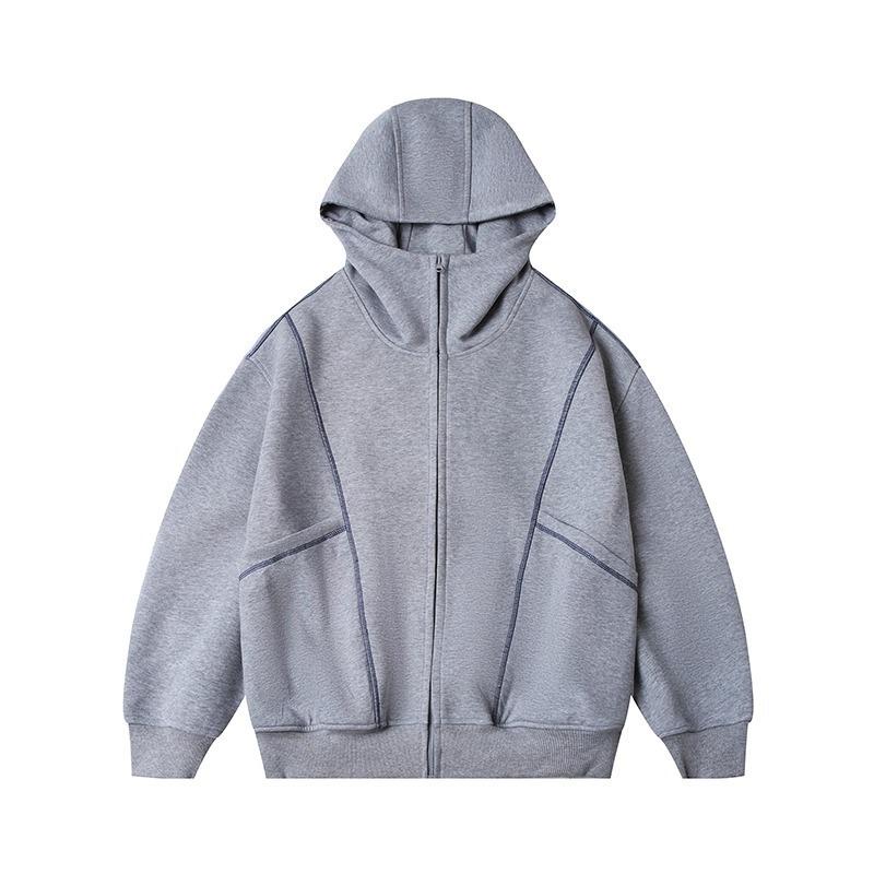 RAPPEYE Trendy 500g Heavyweight American Hoodie Jacket with Contrast Stitching 2XL серый