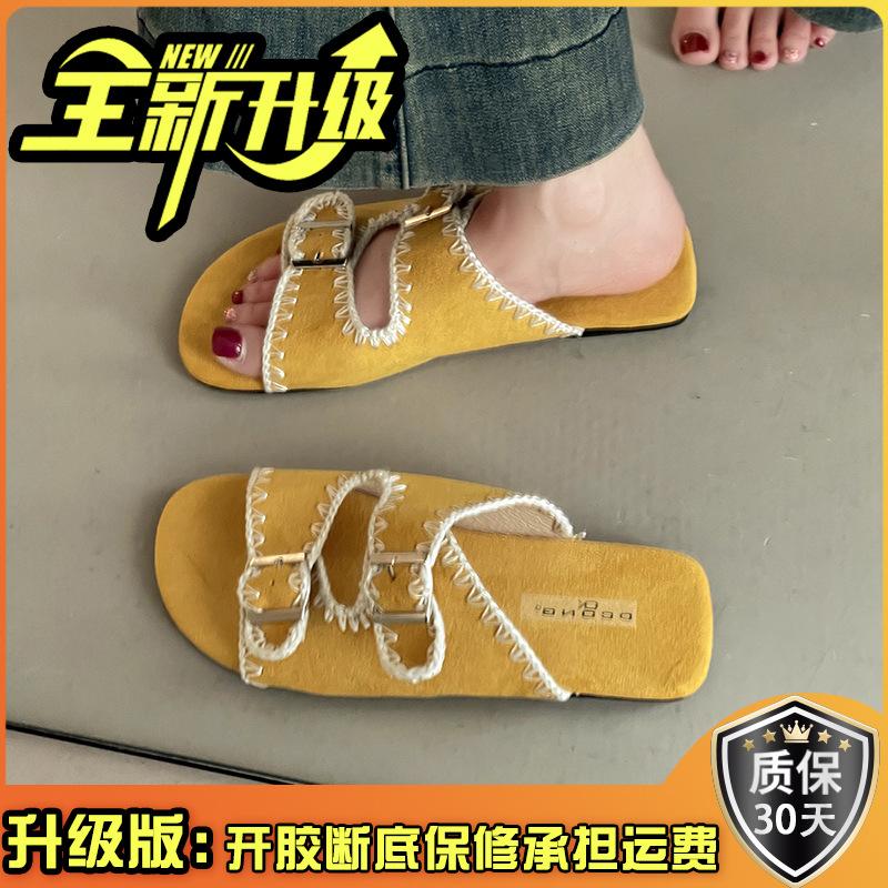 Fashion versatile simple casual comfortable sandals women 2025 new summer wear non-slip one-word beach shoes