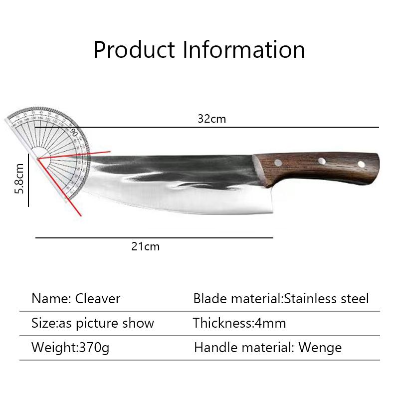 Cuțit de bucătar lucrat manual Satâr pentru carne Mâner din lemn din oțel inoxidabil Cuțite de tăiat chinezești