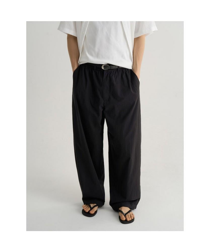 8SECONDS Seersucker Balloon Fit Elastic Waist Pants Black