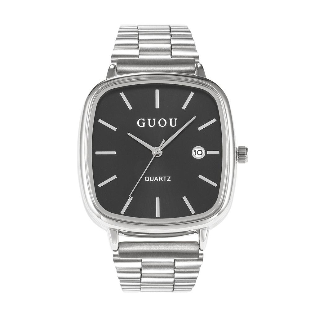 Steel Band Watch, Neutral Style, Fashionable Calendar, Small Square Watch, Commuting Simple High-end Watch for Men and Women
