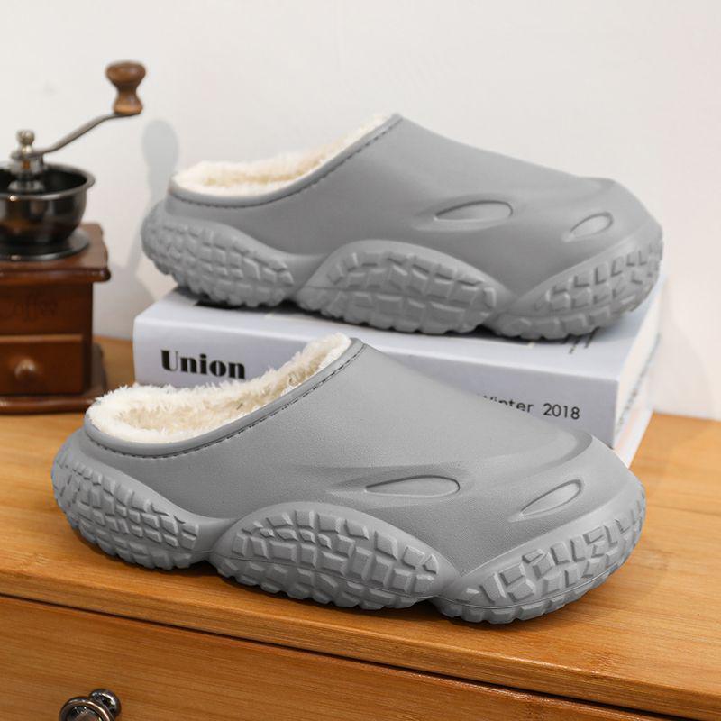 Winter Cotton Slippers: Non-slip, Waterproof, Thick-soled, Warm Velvet, Closed-toe for Men & Women