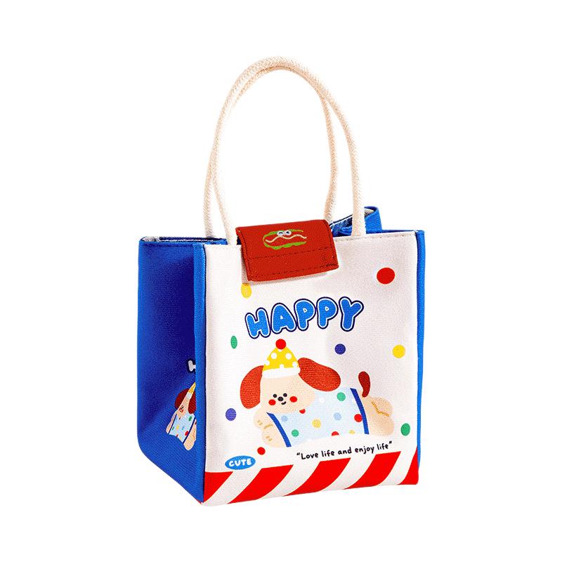 Creative Cartoon Insulated Bento Bag - Large Capacity Handbag for Office Workers and Students, Portable Lunch Box Carrier with Fresh-Keeping Features.