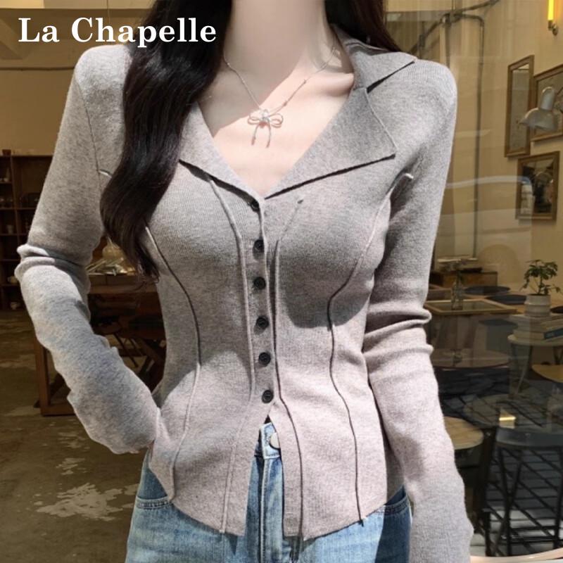 La Chapelle Women's V-Neck Casual Knit Cardigan