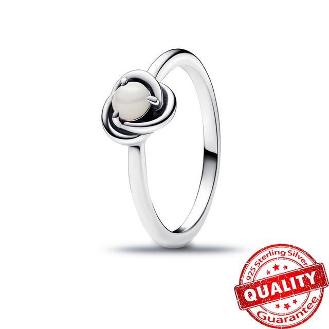 Neu S925 Sterling Silber Fingerring 12 Monat Birthstone Eternity Kreis Ringe Edlen Schmuck Geburtstagsgeschenk