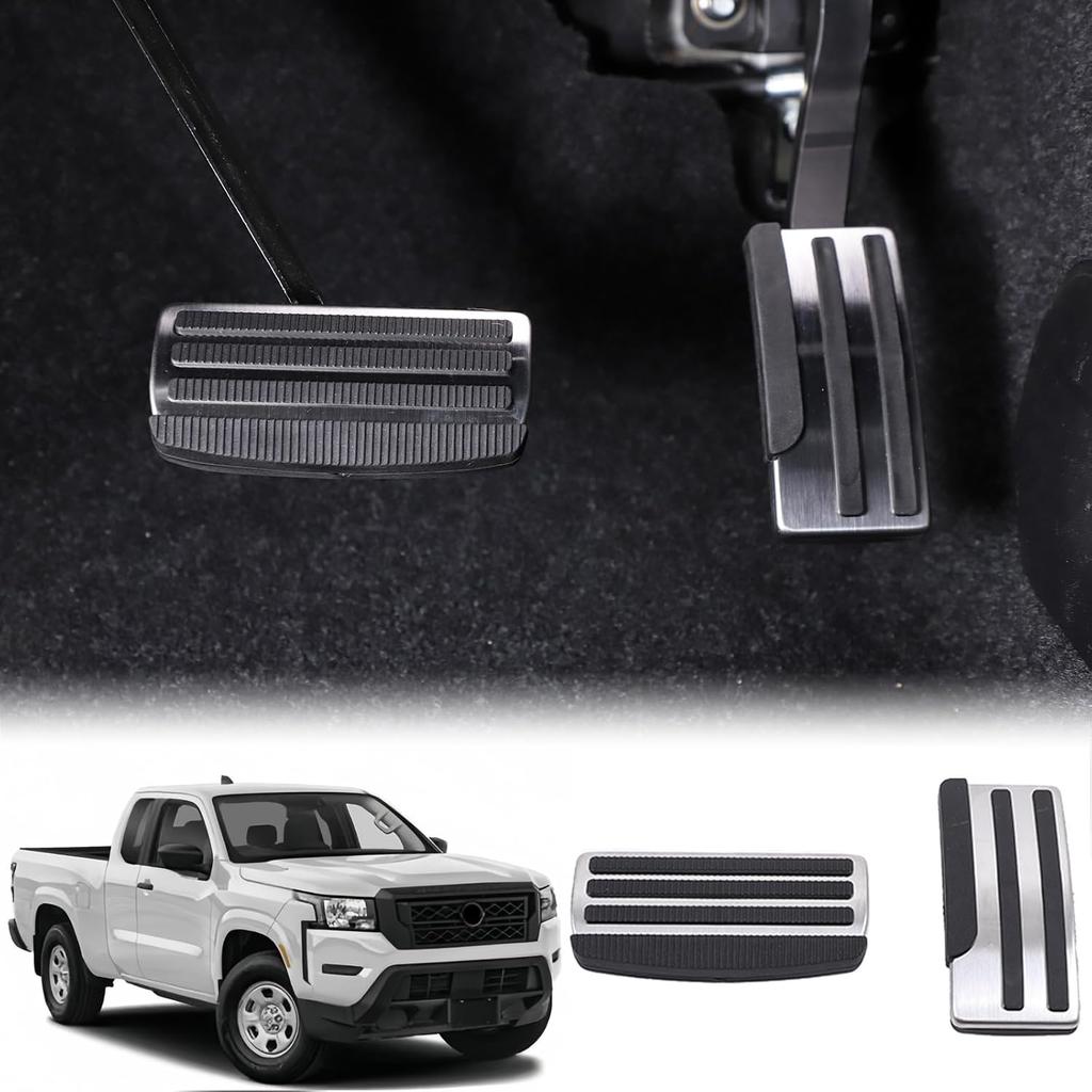 Gas Accelerator Pedal Covers Compatible with Nissan Frontier 2022-2024 Stainless Steel Throttle Brake Pedal Cover Anti-Slip No Drilling Brake Foot