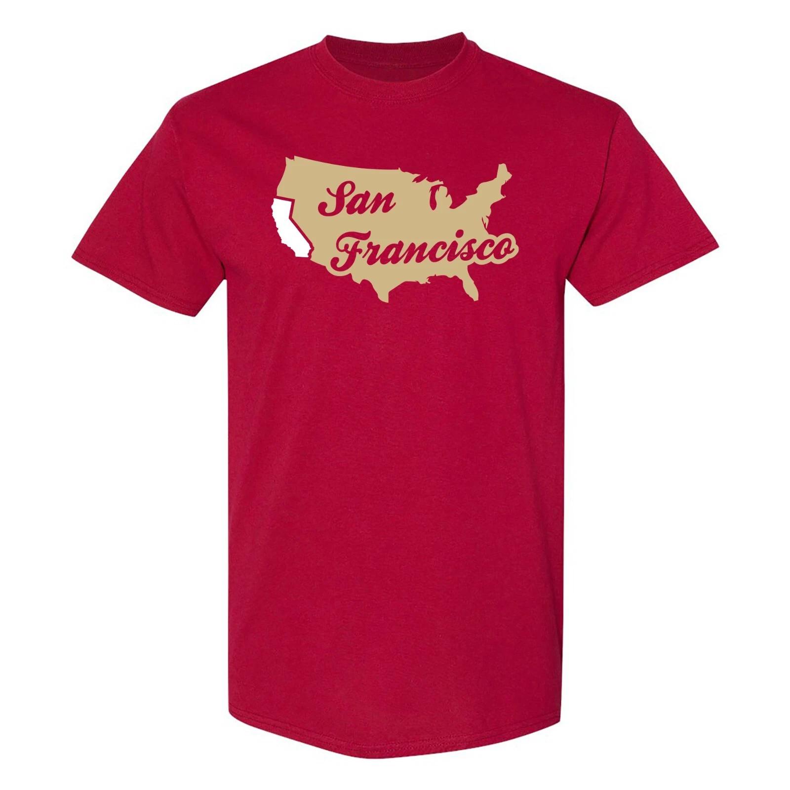 San Francisco USA Script - Football Team Colors Sports T-Shirt - Cardinal XL