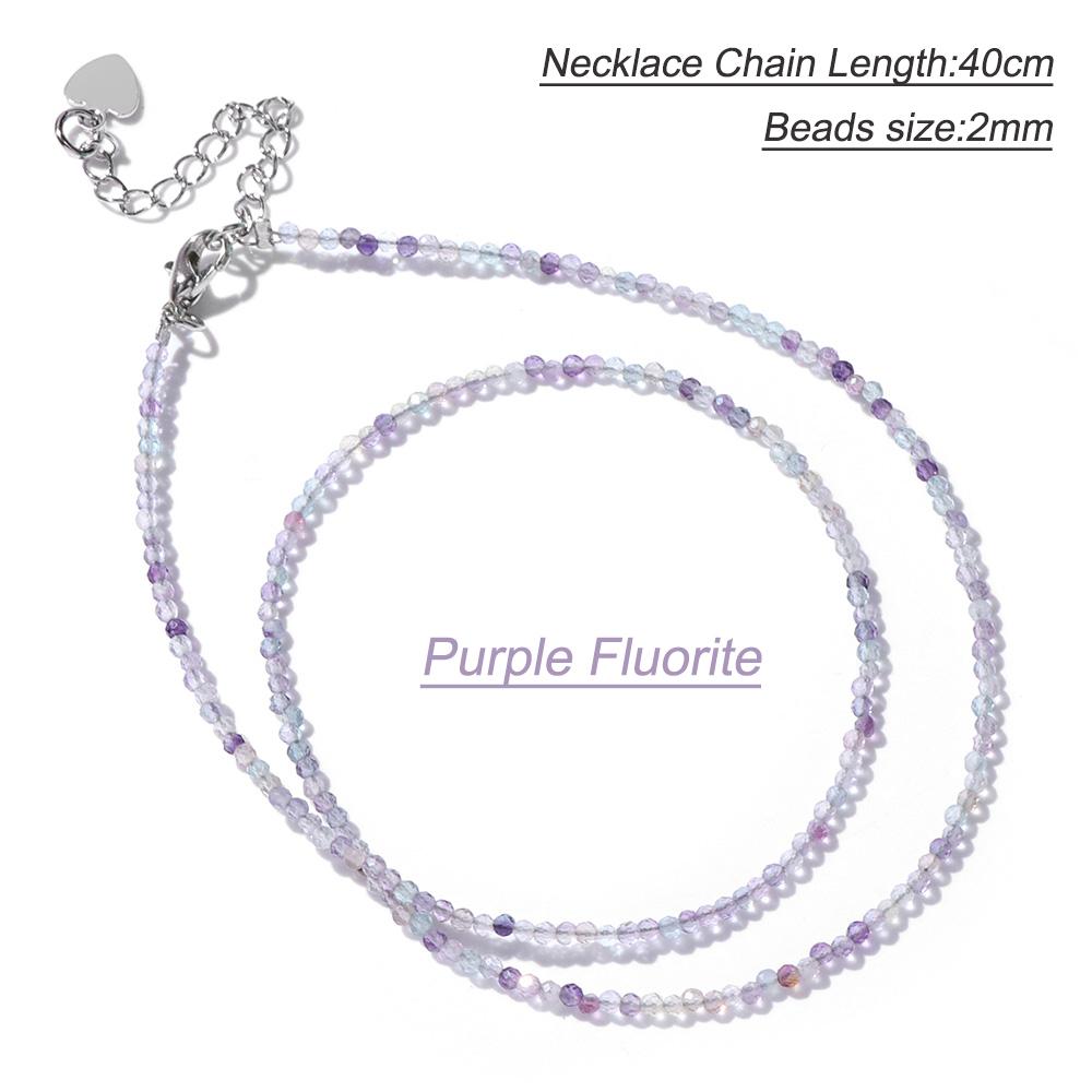 2mm Natural Crystal Beads Necklace Tiger Eye Stone Black Spinel Mix Quartzs Choker Clavicle Chains For Women Men Jewelry