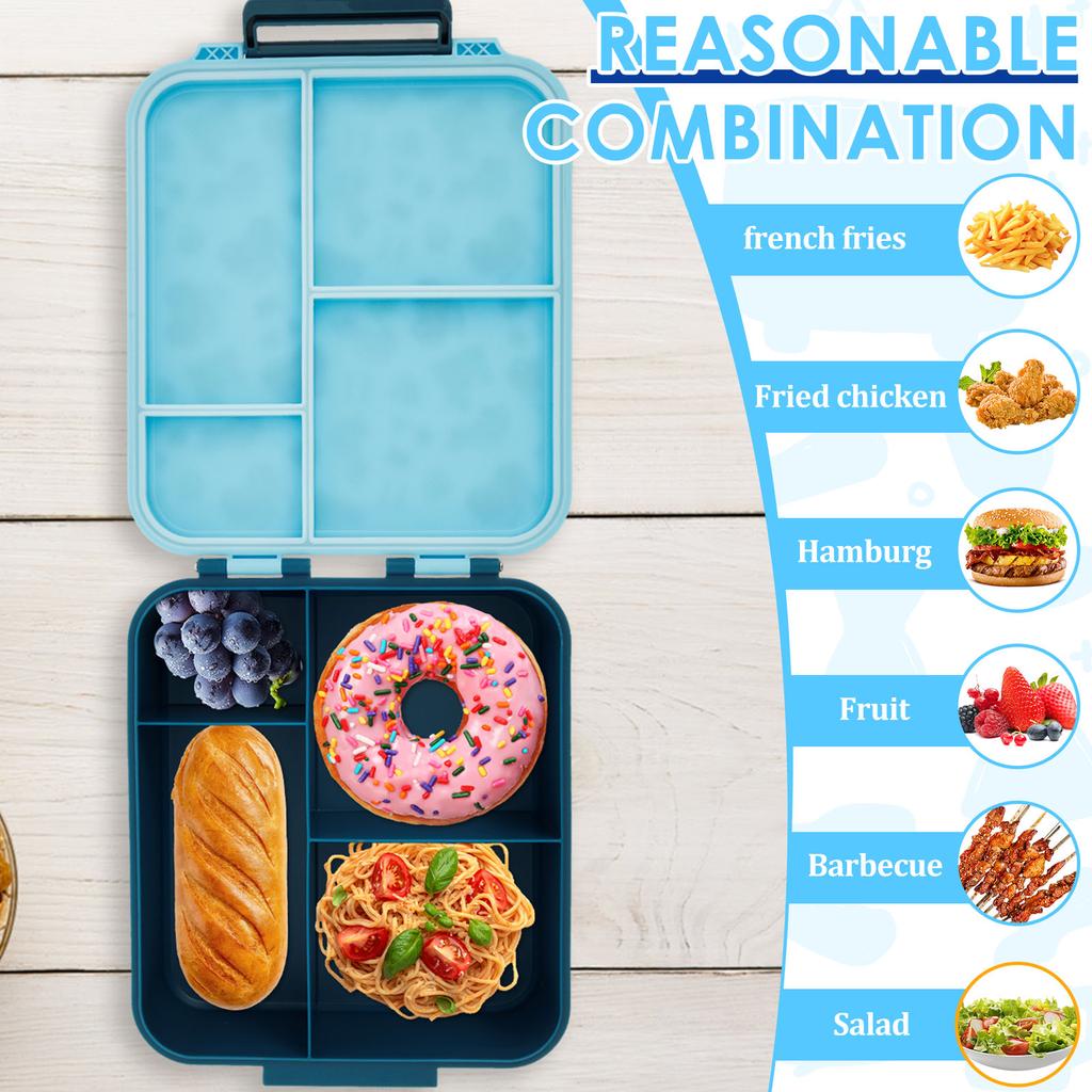 1700 ML Lunch Box Microwavable Bento Box Leakproof Storage Boxes with 300ml Soup Jar Food Container for Students Adults School