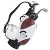 Mini Desktop  Golf Bag Pen Clock  Zinc Alloy PU Leather with Golf Pens Souvenir Set GiftBrown White