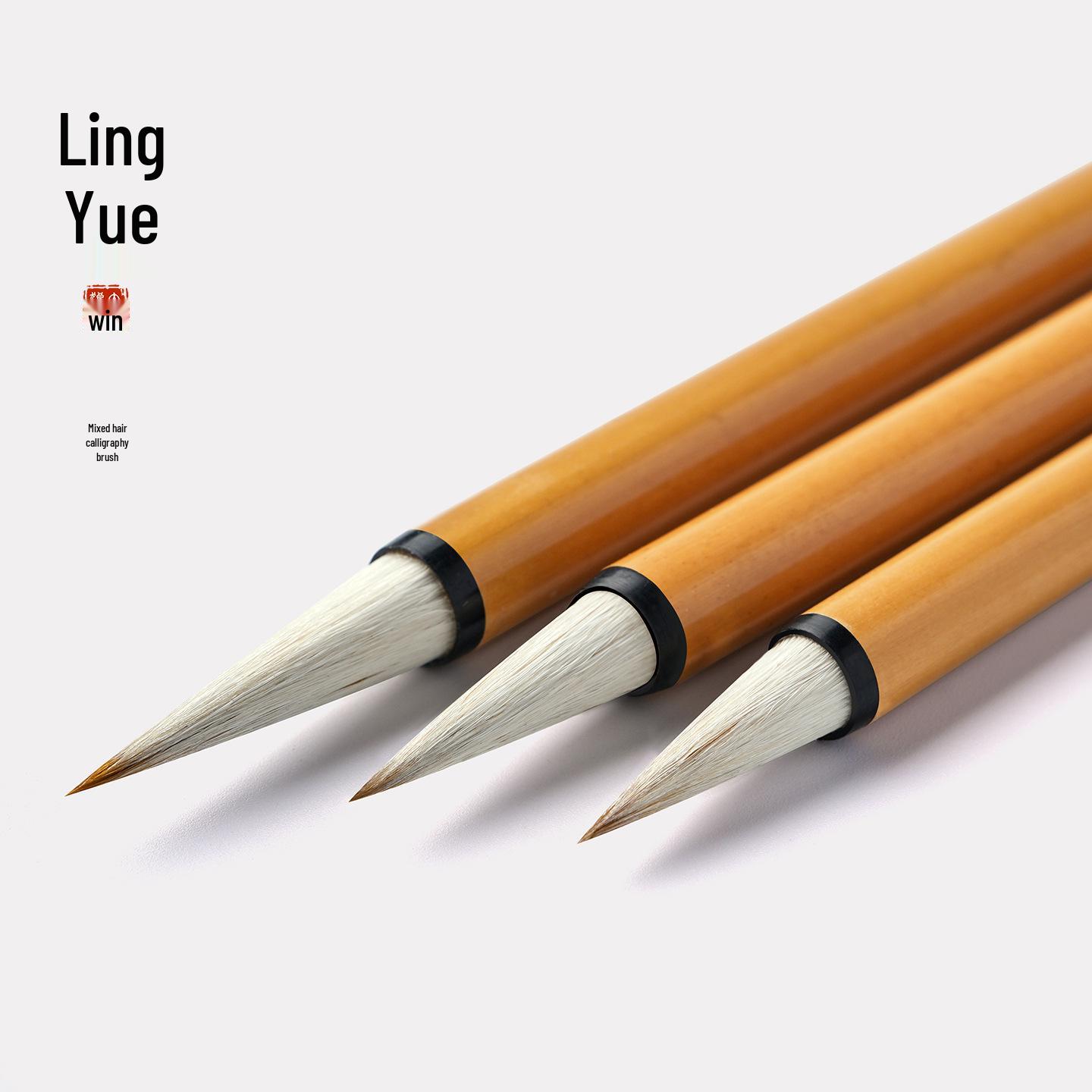 Ling Yue Wang Xizhi Script Calligraphy Brushes Set: Mixed Bristle, Beginner-Friendly, Large/Medium/Small Sizes for Chinese Painting Mixed Bristle Small Brush