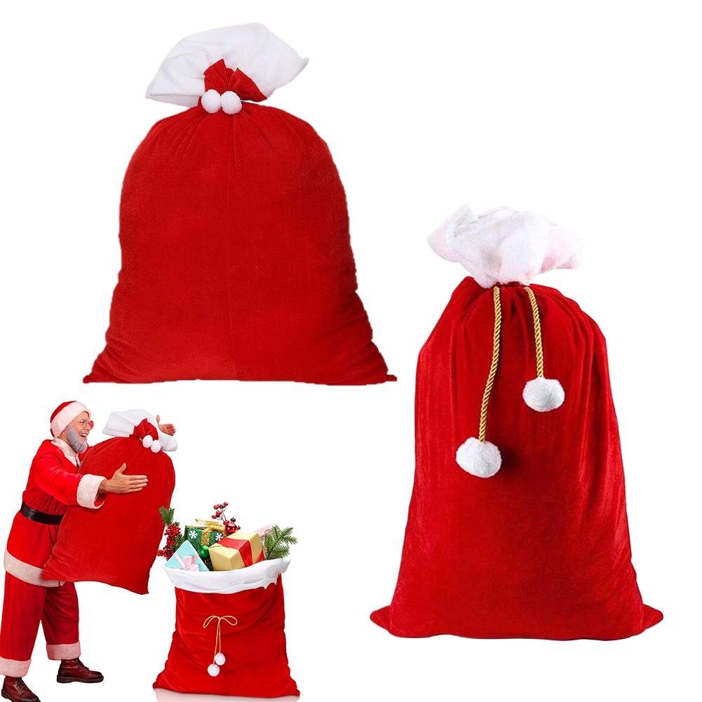 Large Santa Claus Gift Bags Christmas Santa Gift Sacks Velvet Packing Bags With Drawstring Merry Christmas Present Bags
