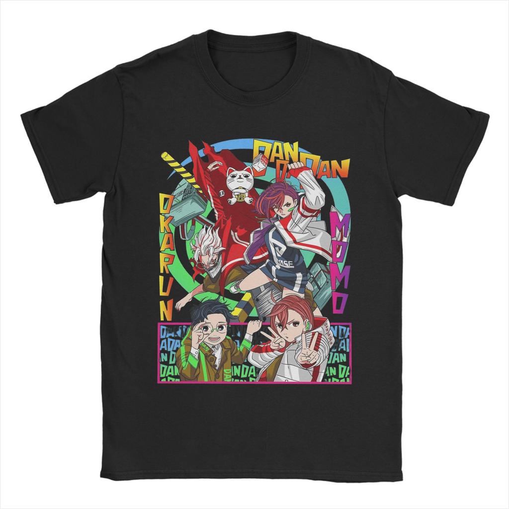 Harajuku T-Shirt Dan Da Dan Turbo Granny Cat with Kanji Anime Cotton T-Shirts Fashion Tshirt for Beach Short Sleeve Tees