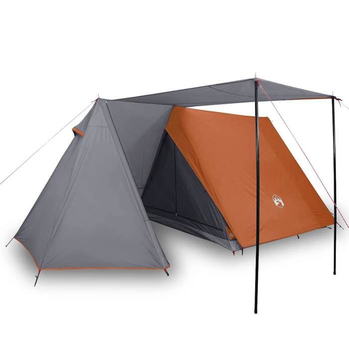 VidaXL 3 Person Camping Tent, Shade Tent with Carry Bag, Portable Awning with Sidewalls, Grey and 94367