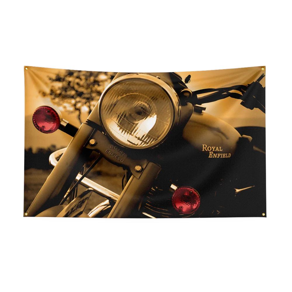 3x5 Ft RRoyal enfields Motorfiets Vlag Polyester Digitale Print Banner voor Garage Muurkunst Buiten Decoratie